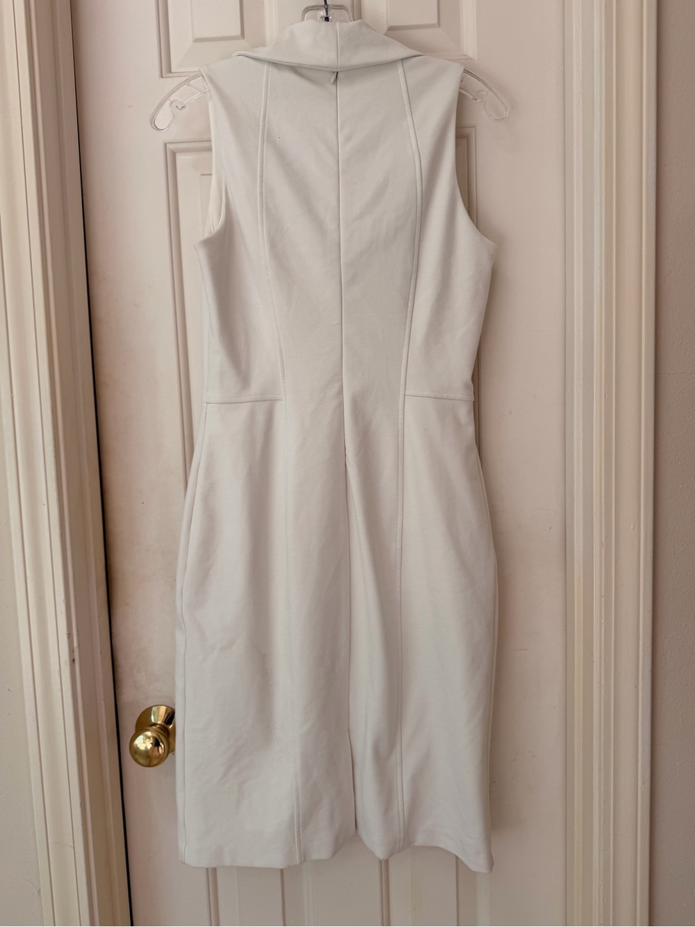 White House Black Market Cream Sleeveless Cowl Neck Sheath Dress, Sz 6 - Picture 8 of 16